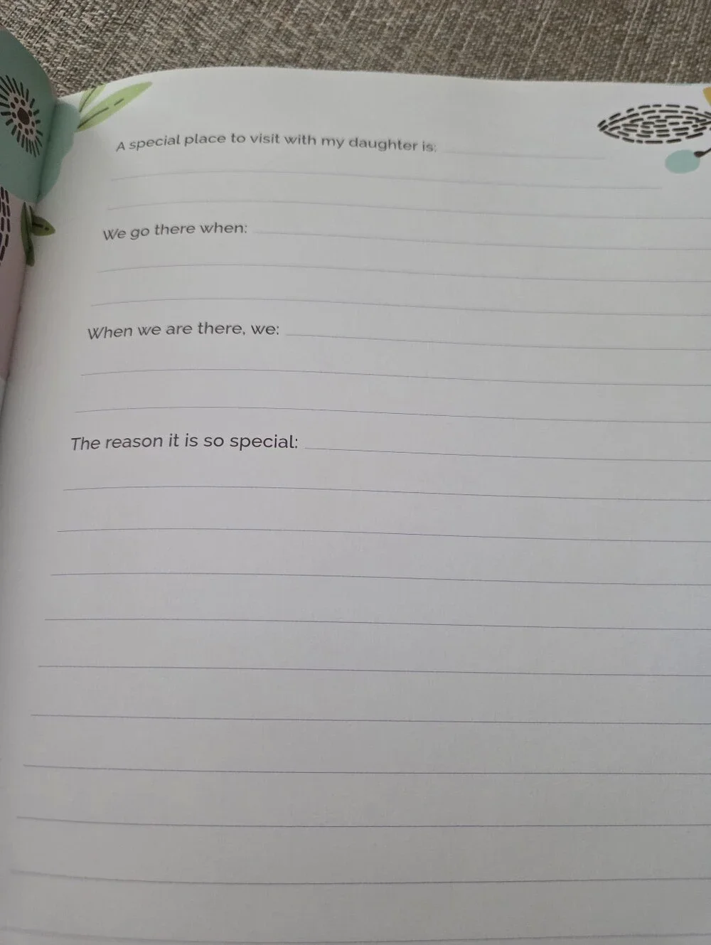 Mother and Daughter Journal — Floral Green and Pink Keepsake Notebook